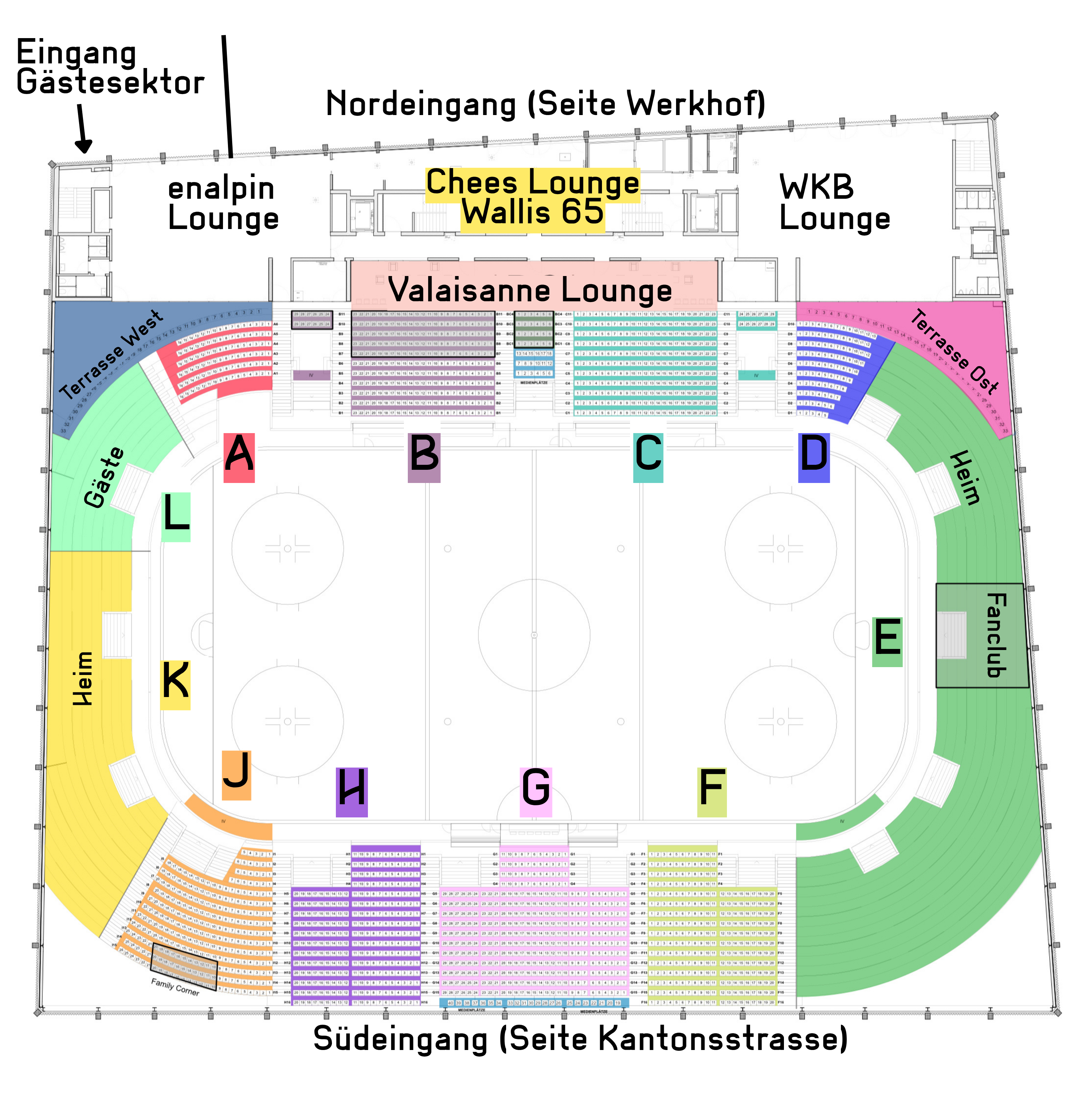 Stadionplan Lonza Arena
